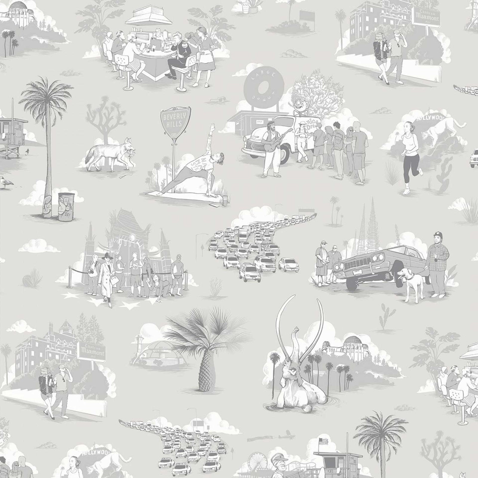 Los Angeles Toile Removable Wallpaper by Flavor Paper – Vertigo Home