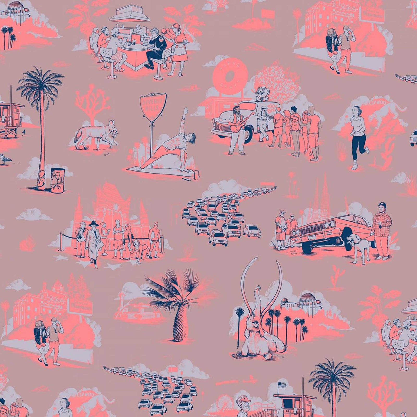 Los Angeles Toile Removable Wallpaper by Flavor Paper – Vertigo Home